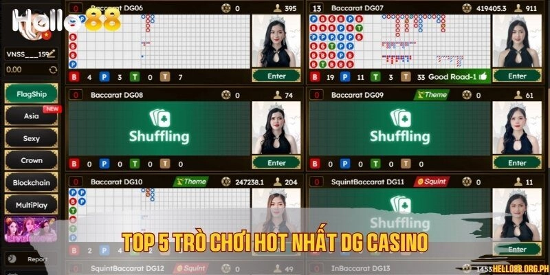 Top 5 trò chơi hot nhất DG Casino